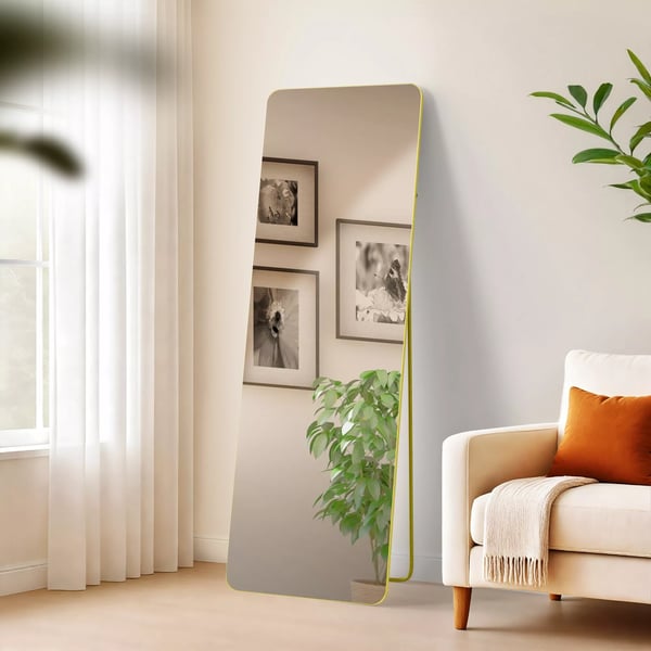 Gurnee Seisova Peili Kultainen Kiiltävä Lasi 150x50 cm Metallirunko Gurnee Seisova Peili Kultainen Kiiltävä Lasi 150x50 cm Metallirunko