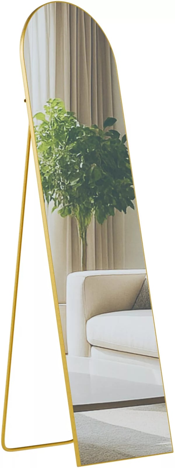 Moline Gulvspejl 140x40 cm, Blank Guld Metalramme, Glas