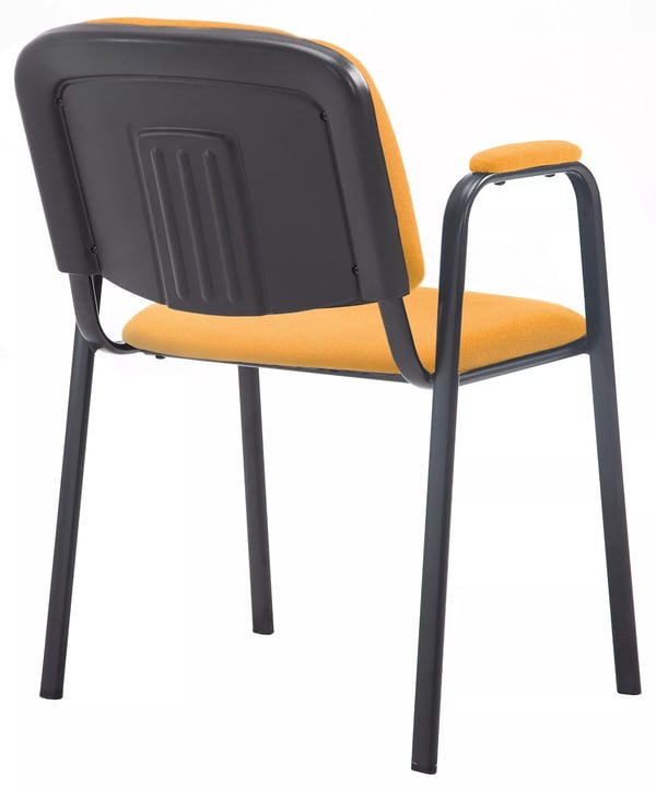 Ken PRO Stabelbar Besøgsstol med Orange Stofbetræk og Mat Sort Metalstel
