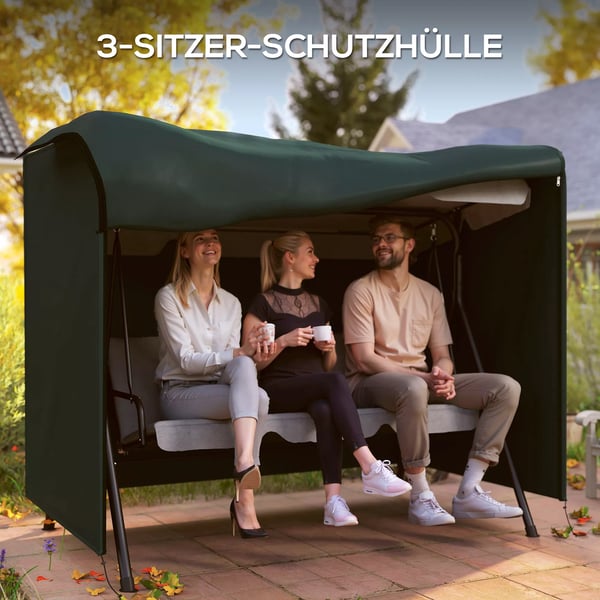 Outsunny Overtræk til Hollywood-gynger, Vandtæt, UV-beskyttende, Oxford Polyester, Mørkegrøn, 205 x 124 x 164 cm