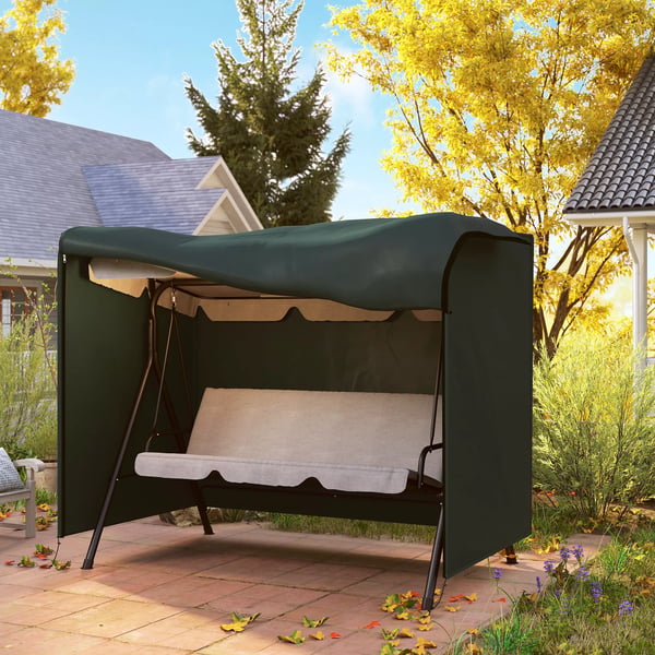 Outsunny Overtræk til Hollywood-gynger, Vandtæt, UV-beskyttende, Oxford Polyester, Mørkegrøn, 205 x 124 x 164 cm
