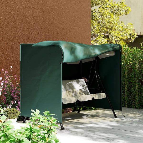 Outsunny Overtræk til Hollywood-gynger, Vandtæt, UV-beskyttende, Oxford Polyester, Mørkegrøn, 205 x 124 x 164 cm