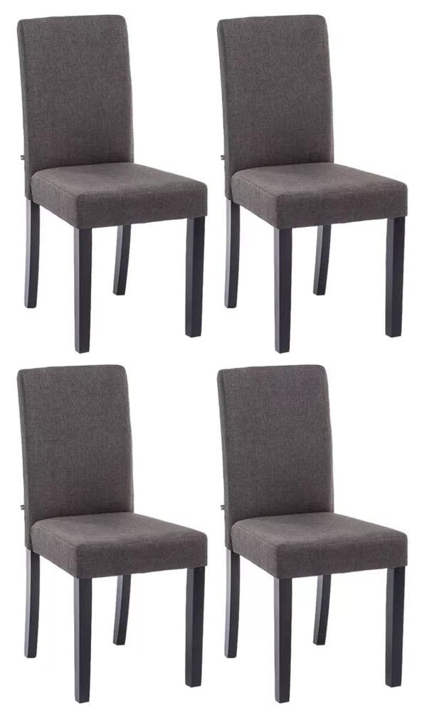 Set med 4 Ina mörkgrå tygmatstolar med träben