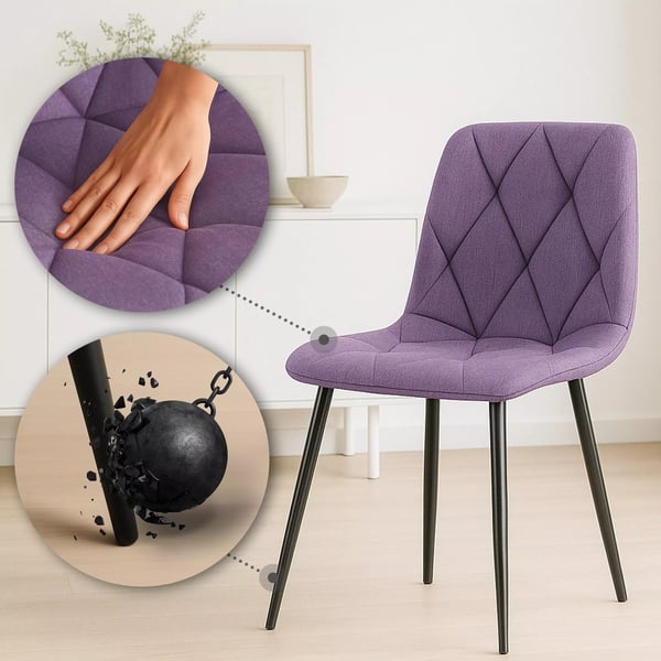 2 kpl Clairton samettituoli, violetti, mattamusta metallirunko