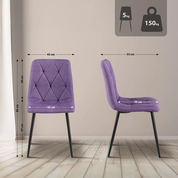 Clairton samettituoli, violetti, musta metallirunko