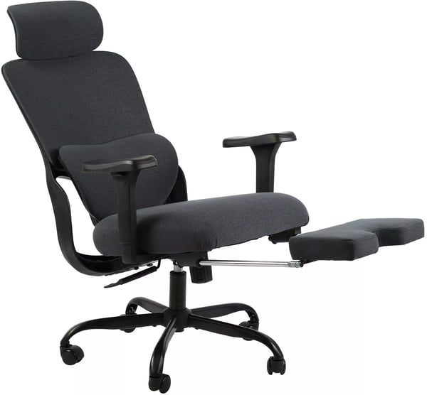 Leesburg Ergonomisk Kontorstol med Justerbar Nakkestøtte Lændestøtte Fodstøtte og 3D Armlæn - Sort Plastik