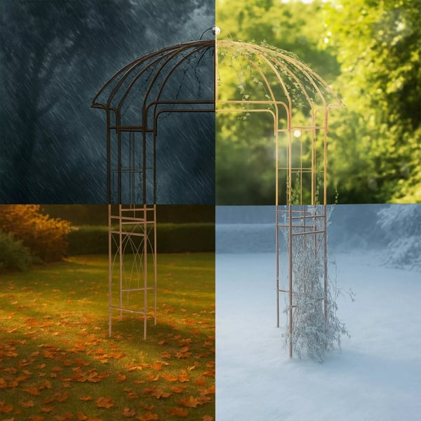 Rosenbue Keira - Havelspalier til klatreroser, pulverlakeret metal, brun, 200x200x270 cm
