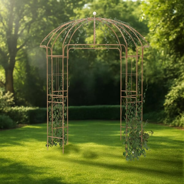 Rosenbue Keira - Havelspalier til klatreroser, pulverlakeret metal, brun, 200x200x270 cm
