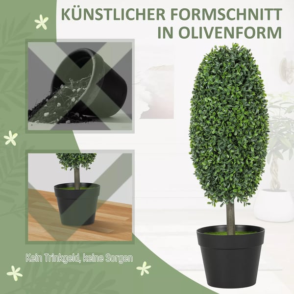 HOMCOM 2 stk Kunstige planter, UV-bestandige, plastik, cement, grøn, 60cm