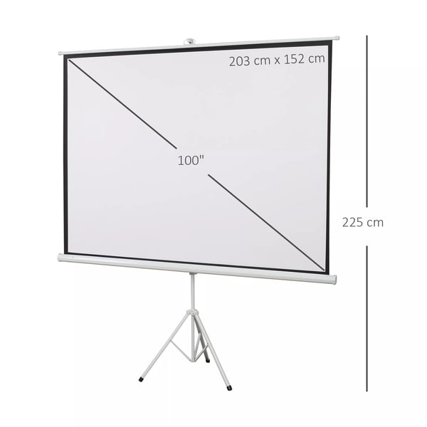 Projektionsdug 100" (203x152cm) 4:3 Format, Hvid Plastik og Metal