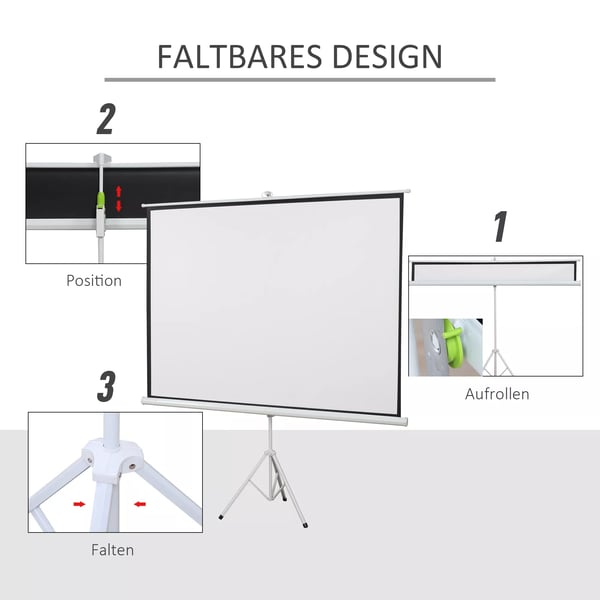 Projektionsdug 100" (203x152cm) 4:3 Format, Hvid Plastik og Metal