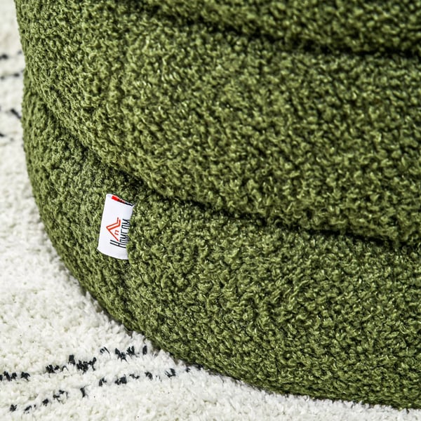 HOMCOM Rund Puf, Grøn Teddyfleece, Skum, 40x45 cm