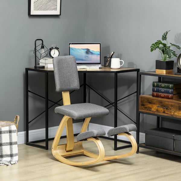 HOMCOM ergonomisk knæstol, knætaburet sundhedsstol til hjemmet, kontoret, meditation grå