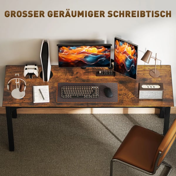 HOMCOM skrivebord, computerbord, rustikt design, god plads, spånplade, brun