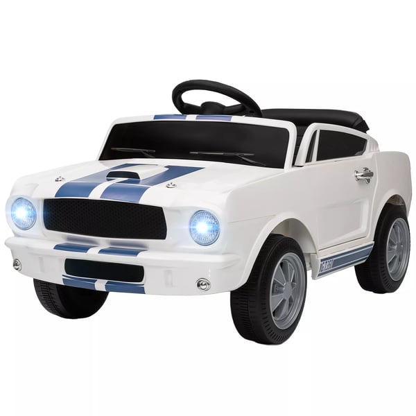 AIYAPLAY Ford Shelby GT 350 Elbil til Børn 12V m. Fjernbetjening, LED, Musik - Hvid Metal