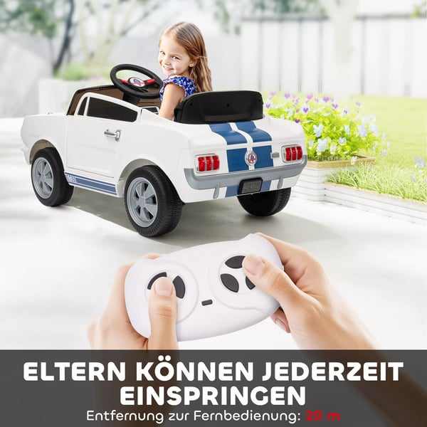 AIYAPLAY Ford Shelby GT 350 Elbil til Børn 12V m. Fjernbetjening, LED, Musik - Hvid Metal