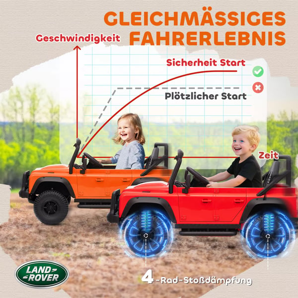 AIYAPLAY Land Rover Børne-elbil 12V Fjernbetjent Orange