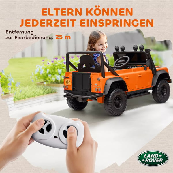 AIYAPLAY Land Rover Børne-elbil 12V Fjernbetjent Orange