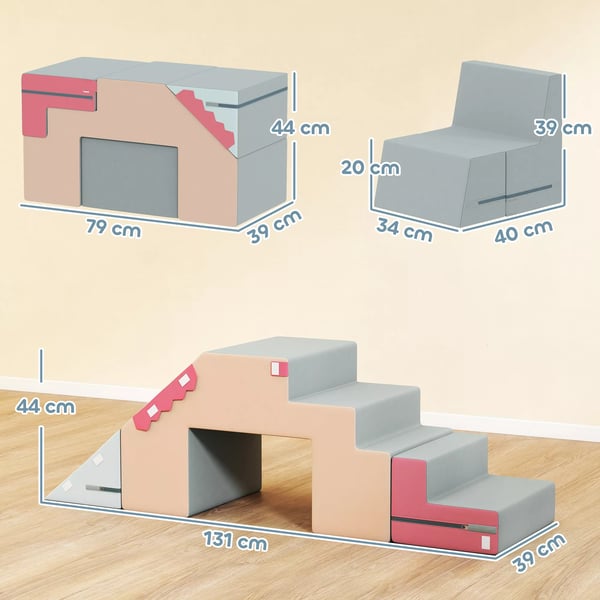 2-delars mjuk lekblock-set för småbarn, konstläder, skum, för klättring, bygga, leka, färgglad