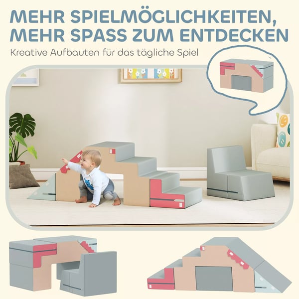 2-delars mjuk lekblock-set för småbarn, konstläder, skum, för klättring, bygga, leka, färgglad