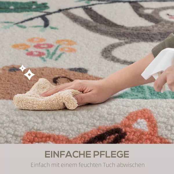 HOMCOM Fleece Tæppe med Junglestriber, Cremefarvet/Multifarvet, 150x80cm, Polyester