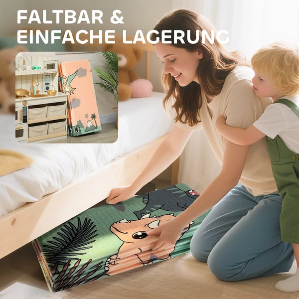 AIYAPLAY Babylegemåtte 196x176x1,5cm, Foldbar, Vendbar, XPE Skum, Flerfarvet