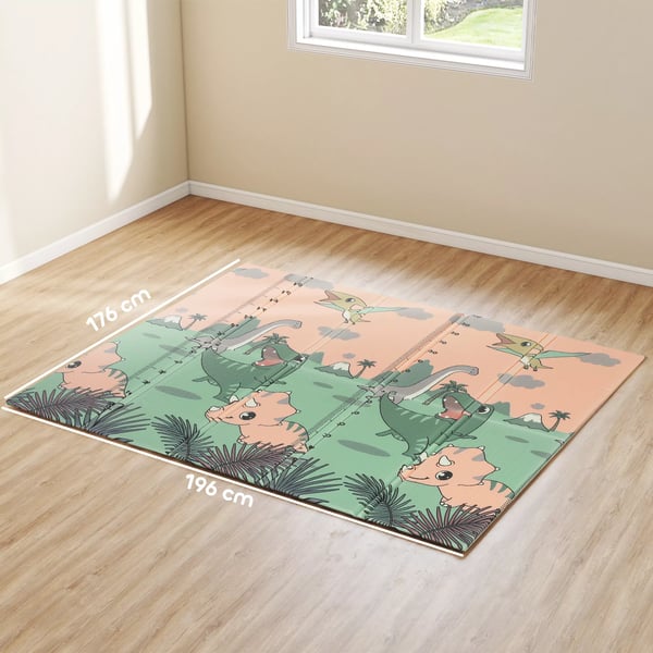 AIYAPLAY Babylegemåtte 196x176x1,5cm, Foldbar, Vendbar, XPE Skum, Flerfarvet