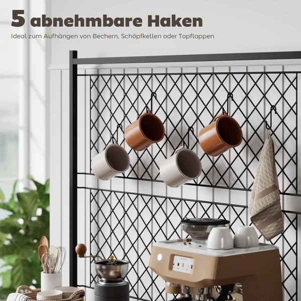 HOMCOM Kkkenreol med Vinopbevaring & Kroge, Rustik Brun/Sort Mål: 96,5x38x165cm