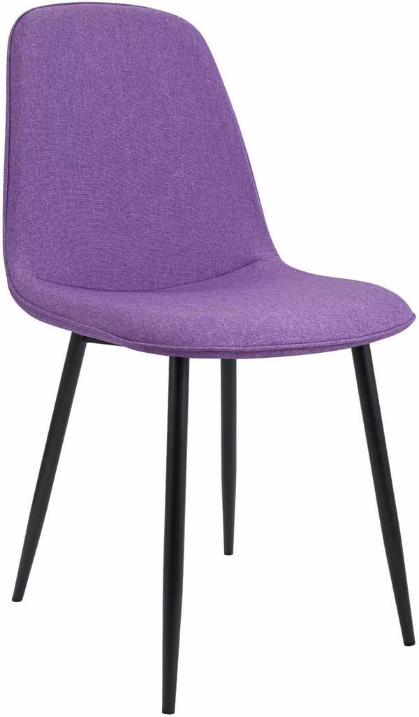 Maryam Spisebordsstol - Lilla Stof, Mat Sort Metalramme