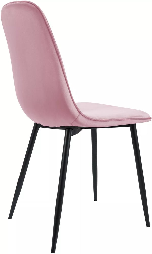Maryam fløjlsspisebordsstol med matsorte metalben - Pink