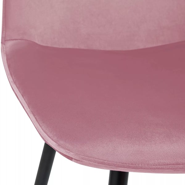 Maryam fløjlsspisebordsstol med matsorte metalben - Pink