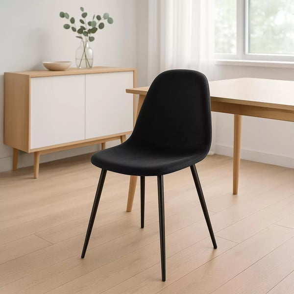 Napier fløjlsspisebordsstol - sort metalramme