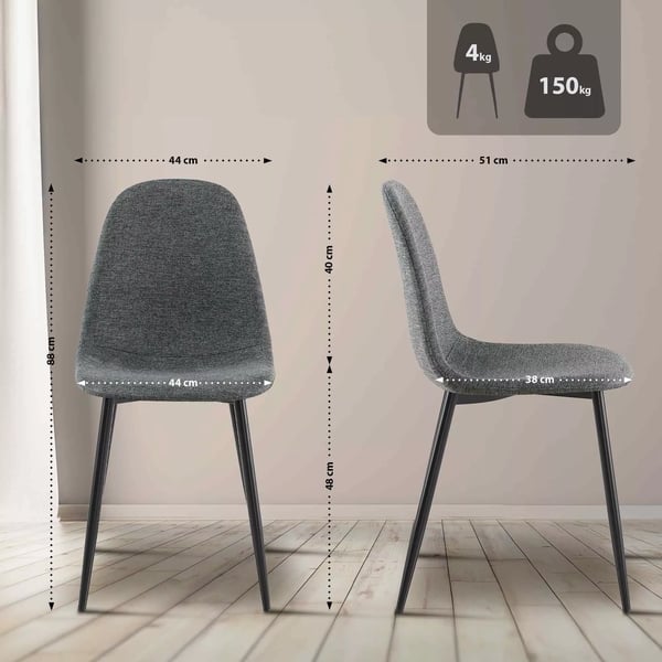 Napier ruokapöytänojatuoli, harmaa kangas, metallirunko
