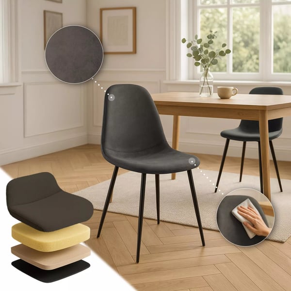 Napier ruokapöydän tuoli, vintage-tyylinen keinonahka, musta metallirunko