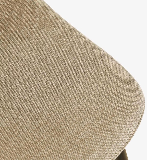 Sæt med 4 taupe stof spisebordsstole med metalben