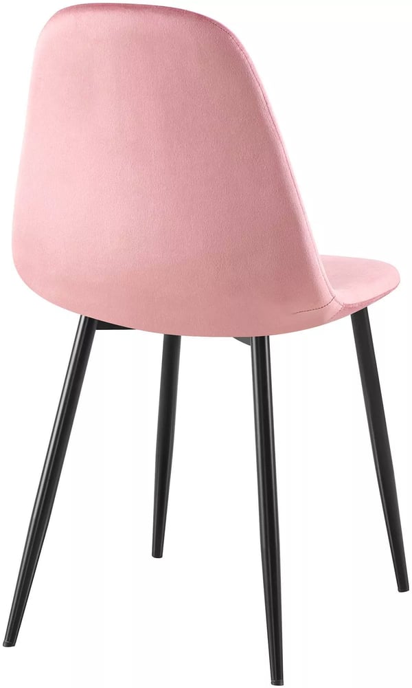 Set med 4 rosa sammetsstolar med metallramar