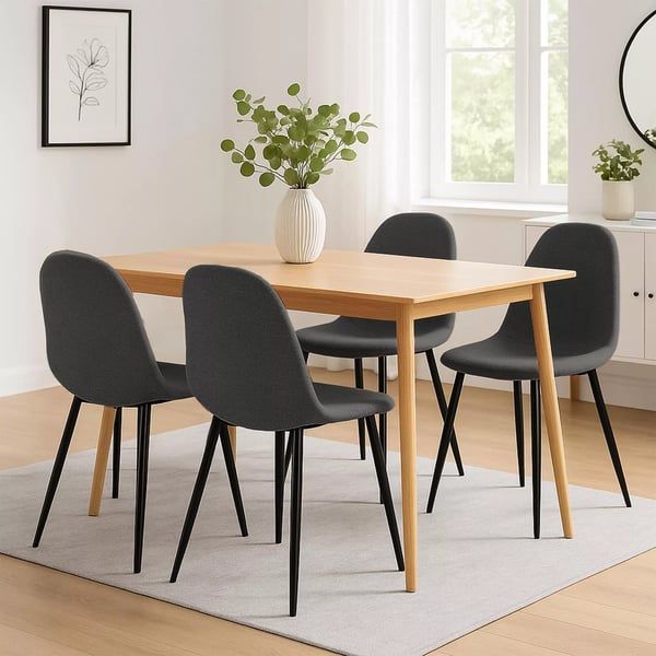 4 kpl Napier kangastuolisetti, harmaa, metallirungolla