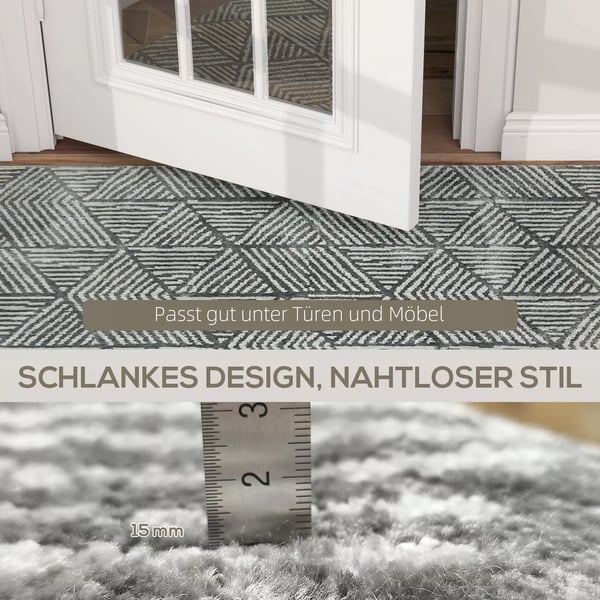 HOMCOM Tæppe 170x120cm Mørkegrå Polypropylen Moderne Stribet Gulvtæppe til Stue