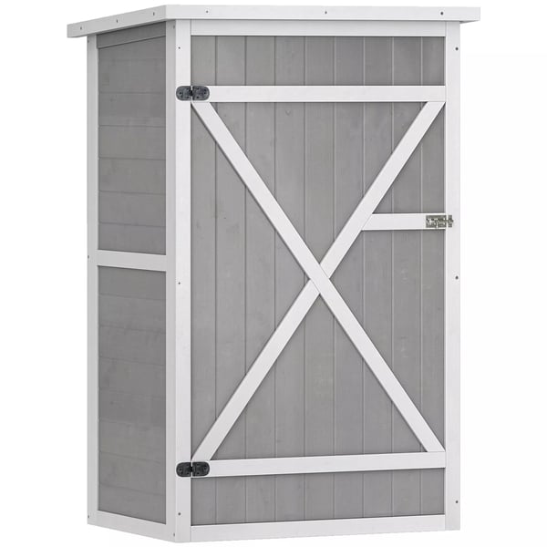 Outsunny Haveværktøjsskur i Gran med Hylder - Sort+Grå+Hvid, 75x56x115cm