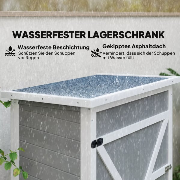 Outsunny Haveværktøjsskur i Gran med Hylder - Sort+Grå+Hvid, 75x56x115cm