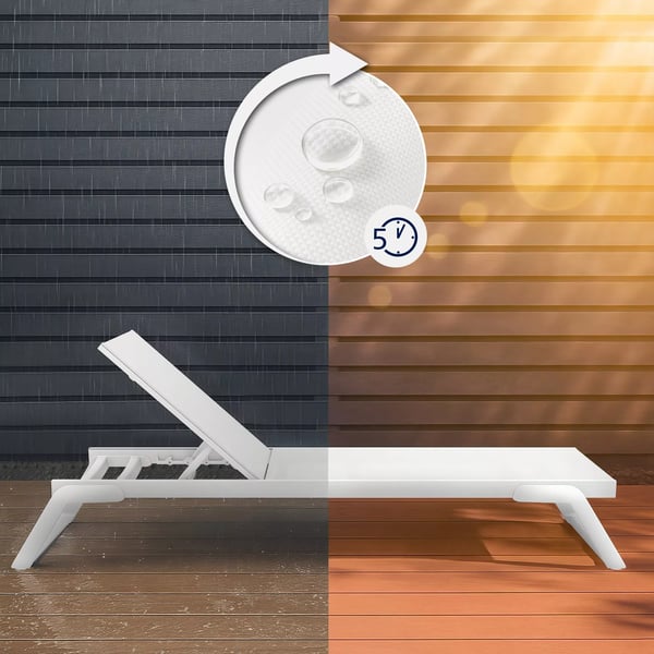 Aurinkotuoli Tropic, säädettävä, valkoinen metallirunko, alumiiniteline