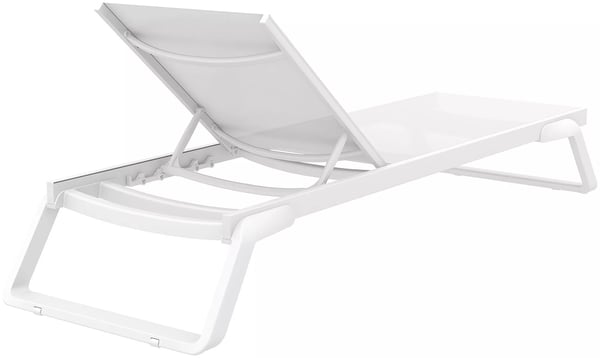 Aurinkotuoli Tropic, säädettävä, valkoinen metallirunko, alumiiniteline