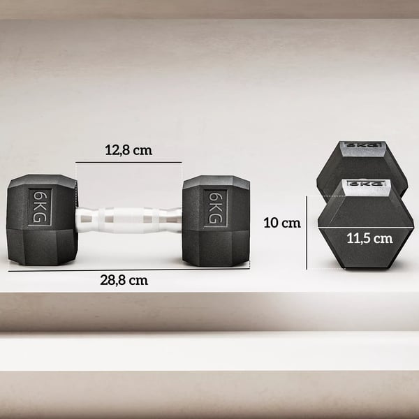 HOMCOM Håndvægte - 2 stk. - 6 kg hver - Metal/Gummi - Sort