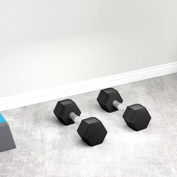 HOMCOM Håndvægte - 2 stk. - 6 kg hver - Metal/Gummi - Sort
