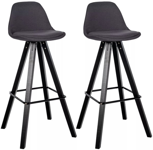 2-delat set Corbin Mörkgrå Barstolar i Tyg med Träställning - Modern Fyrkantig Design, Bekväm Klädd Sits, Max 120 kg Lastkapacitet