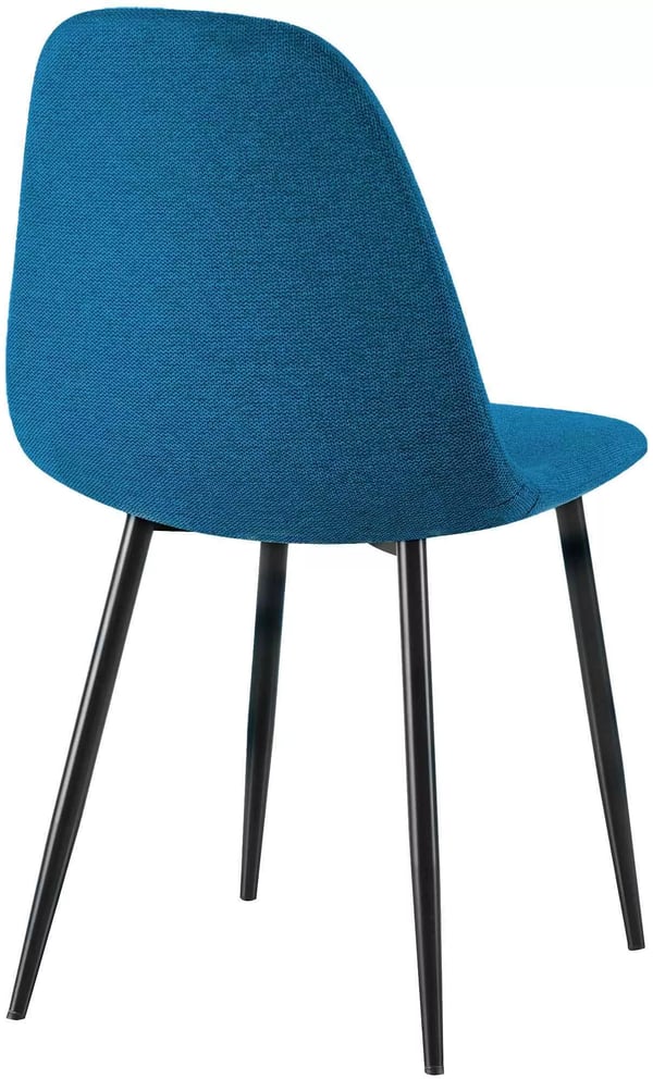 Sæt med 4 blå stofspisebordsstole med metalstel