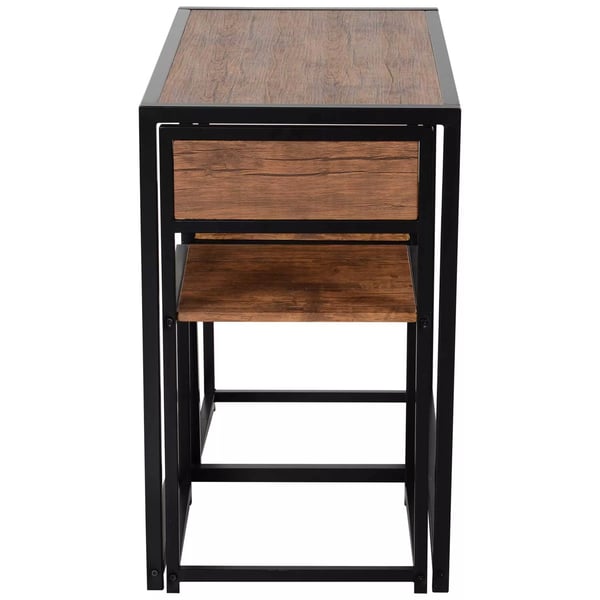 HOMCOM Barbordssæt med 2 stole, køkkenbord, metal, natur/sort, 90x47x76 cm