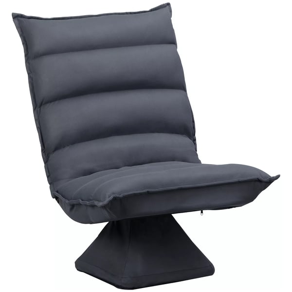 HOMCOM Drejelig Gulvstol med 360° sokkel og 5-trins justerbar ryg, stål, mørkegrå, mikrofiber