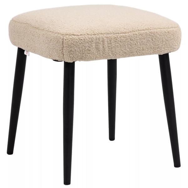 HOMCOM Firkantet Pouf i Beige Polyester med Stålben - Multifunktionel Skammel til Stue/Soveværelse - 42x42x47cm