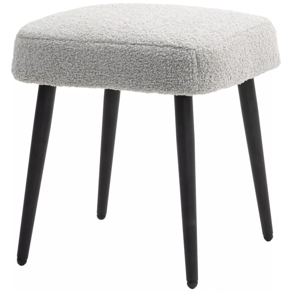 HOMCOM Pouf Firkantet Skammel Lysegrå med Kashmir-look, Stålben, Polyester - 42x42x47 cm